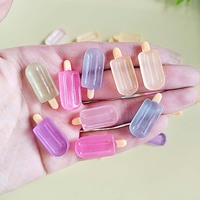 100 pièces de breloques en résine transparentes lumineuses en forme de bâtonnets de glace de dessin animé, cabochons pour embellissement de scrapbooking et décoration de téléphone DIY