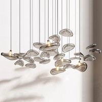 Lustre suspendu moderne en verre LED à hauteur réglable, personnalisable, pour hôtel, restaurant, éclairage intérieur, OEM ODM
