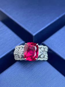 925 <b>Silver</b> Cultivated Ruby <b>Stacked</b> <b>Ring</b> Shining Fashionable Engagement Proposal Daily Surprise Gift for Girls L - Product Image 6