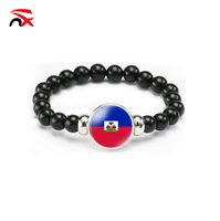 Bracelet de pom-pom girl en gros, cadeaux pour les fans, bracelet élastique réglable avec drapeau haïtien, collier pour hommes et femmes