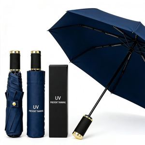 8-Rib Folding Umbrella UV-Resistant Logo Printing Business Gift for Adults Black Coating - Product Image 1
