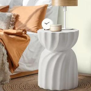 Modern <strong>White</strong> Concrete Stool Stand Coffee <strong>Side</strong> <strong>Table</strong> for Bedroom Bedside End <strong>Table</strong> for Living Room Home Furniture - Product Image 6