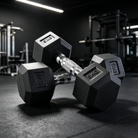 Haltères hexagonaux en caoutchouc pour entraînement de force, design anti-roulement, revêtement résistant à l'usure, équipement de gym à domicile