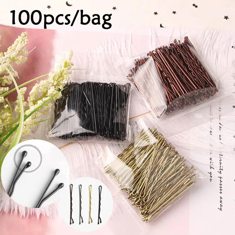 100 Pcs 4 색 5/6cm 헤어 클립 레이디 헤어핀 곱슬 물결 모양 그립 헤어 스타일 헤어핀 여성 바비 핀 스타일링 헤어 액세서리