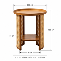 Japanischer Minimalistischer Moderner Bambus-Couchtisch mit Stauraum Rundes Design für Wohnzimmer und Heimbüro