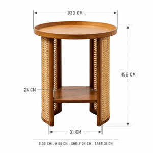 Table basse en bambou minimaliste moderne japonaise avec espace de rangement, design rond pour salon et bureau à domicile - Product Image 5