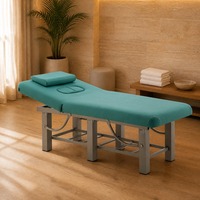 Table de massage robuste avec cadre en tube carré courbé, six pieds et sommier à lattes pour salons de beauté