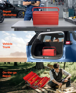 Caja de herramientas de Metal resistente al agua portátil de 3 capas, manijas a prueba de polvo, taller mecánico personalizable, almacenamiento de llave de garaje - Product Image 6