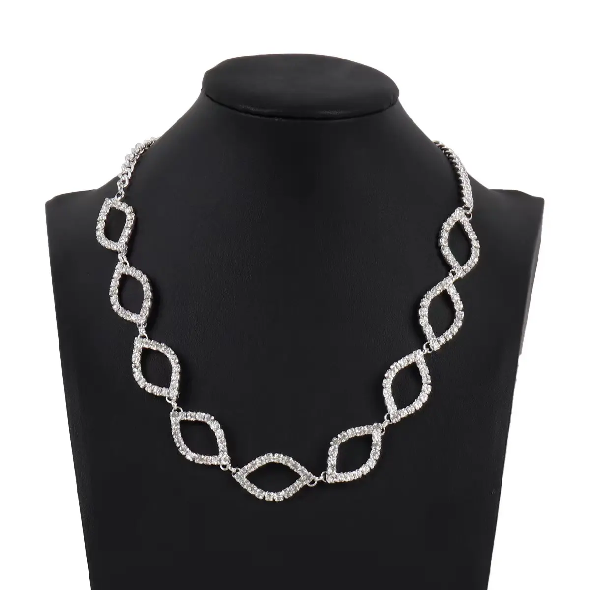 Cross-border Bestseller Simple Full Diamond Sparkle Geometric Ball Fashion Sparkles Ins Diamond Necklace Necklace