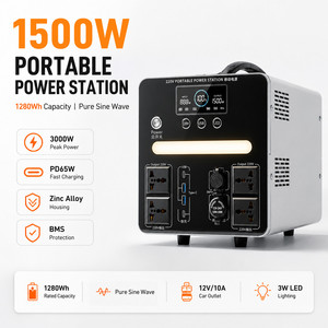 <span class=keywords><strong>Prix</strong></span> d'usine – Centrale <span class=keywords><strong>électrique</strong></span> portable à onde sinusoïdale pure 1280Wh 1500W, générateur de batterie rechargeable pour camping-car, voyages et usage domestique de secours - Product Image 4