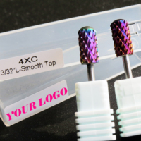 Foret à ongles en carbure de tungstène 4XC de 3/32 po, à surface lisse et forme cylindrique large, outil professionnel pour la manucure et le retrait de poudre à immersion