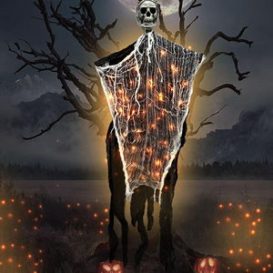 Decoración colgante de fantasma de Halloween con luz, accesorio de fantasma con calavera iluminada para jardín, casa embrujada, decoración de escena. - Product Image 2