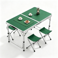 Table de pique-nique personnalisée en aluminium, imperméable et ignifuge, moderne, réglable en hauteur, pliable, avec 4 tabourets