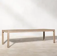 Table à manger extensible rectangulaire en teck de luxe moderne LUXORA pour terrasse extérieure, ensembles de jardin, résistante aux intempéries, utilisation en hôtel et en complexe hôtelier