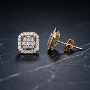 Luxury 14K Yellow Gold Rhodium Plated Women's Natural <b>Diamond</b> Stud <b>Earrings</b> 0.65 CTW Brilliant Cut Symmetrical Wedding Party - Product Image 1