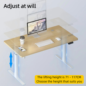Escritorio de pie eléctrico blanco moderno duradero, construcción de madera y acero ajustable en altura para mesa de ordenador portátil de oficina y dormitorio - Product Image 4