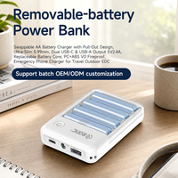 Batterie externe AA remplaçable, mini power bank portable avec sortie USB-A et Type-C pour la charge d'urgence