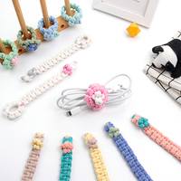 Kit de macramé tressé pour hubs de câbles, style mascotte, avec tutoriel pour débutants, pour le tressage manuel DIY, enrouleur de câbles, organisateur de câbles de données, ensemble de loisirs créatifs