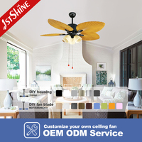1stshine 52 pouces Villa Decoration Fancy Ceiling Fan Classic Led Light Ceiling Fan Lamp