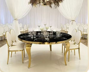 Gold Round Wedding Furniture Stainless Steel Glass <b>Table</b> Modern Hotel Furniture Party Event <b>Table</b> - Product Image 4