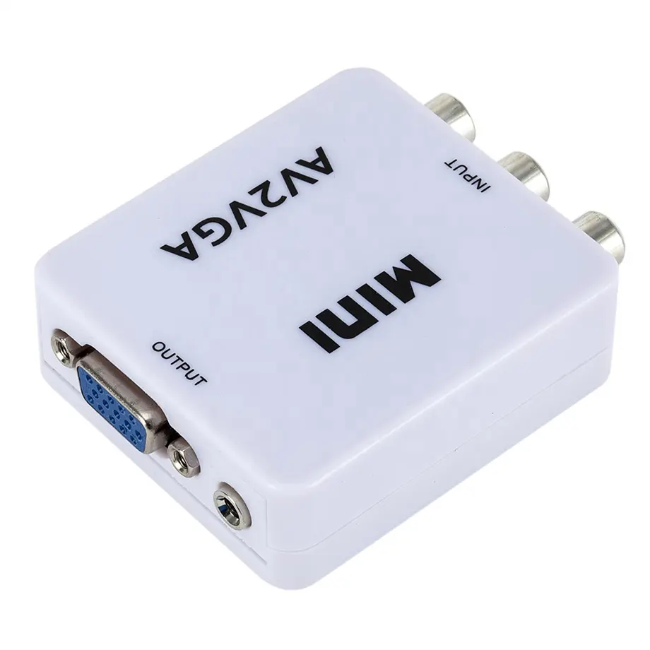 Bộ Chuyển Đổi Video Mini 1080P RCA AV Sang VGA Bộ Chuyển Đổi Video Với Đầu Chuyển Đổi Âm Thanh 3.5Mm AV2VGA / CVBS + HDTV Âm Thanh Sang PC