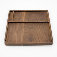 Plateau en bois d'acacia classique de taille personnalisée avec logo d'usine en gros pour le café, les fruits, les aliments, les assiettes en bois de noyer