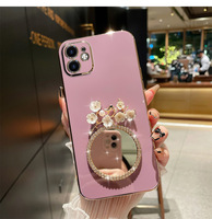 Coque de téléphone anti-chute TREND Flower Tide avec strass et placage miroir pour iPhone 17 Pro Max, 16 Pro Max, 15