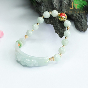 Bán Buôn Đá Tự Nhiên Người Đàn Ông Vòng Đeo Tay Đồ Trang Sức Thời Trang Jadeite Phụ Nữ Bangles Myanmar Ngọc Bích Đính Cườm Vòng Đeo Tay - Product Image 1