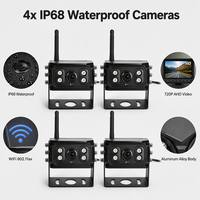 Système de caméra de recul Wi-Fi 6 FHSS 4 voies avec écran 7,0 pouces, vision nocturne étanche 12-24V pour engins de construction et logistique