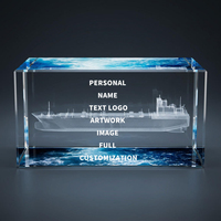 Trofeo Rectangular de Cristal Neelpure 129561 con Patrón de Barco Grabado en 3D Personalizado para Premios Corporativos