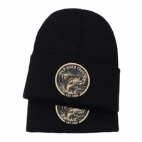 Bonnet en acrylique personnalisé avec patch tissé, bonnet chaud d'hiver unisexe en tricot pour la pêche et les activités de plein air, bonnet de pêcheur, fabrication en usine