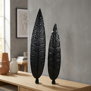 Decoración de Pared Moderna con Hojas de Resina, Arte Floral Grabado en Negro, Forma Irregular, Hecho a Mano - Product Image 4