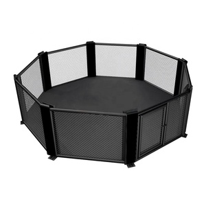Mini cage de ringue UFC personnalisée de 4m pour l'entraînement en plein air, octogone de boxe monté au sol noir, équipement MMA mural, matériau en acier - Product Image 3