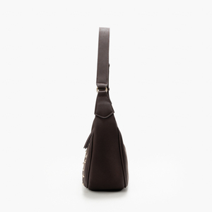Bolso de Hombro Estilo Hobo Marrón con Tachuelas, Bolso Tipo Satchel de Media Luna con Cierre, para Uso Diario, Viajes y Compras - Product Image 3