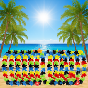 Colliers de fleurs tropicales hawaïennes colorées, 24 pièces, fournitures de fête en plastique pour la rentrée scolaire, pour la reconnaissance des enseignants - Product Image 2