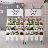 Support de Présentation de Fleurs Mobile Personnalisé en Fer, Multi-Niveaux, Démontable, Minimaliste et Moderne, avec Panneaux Publicitaires pour Fleuristes