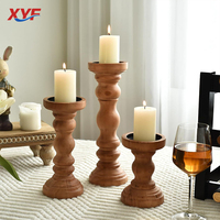 Ensemble de 3 bougeoirs en bois, bougeoirs colonnes, décorations, billets, style homestay, accessoires de photographie, fabriqué en Chine