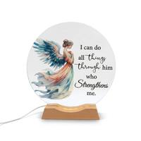Art déco personnalisé, impression UV ronde sur verre fusionné avec base LED, 25 cm, thème nature, pour la décoration de la maison ou du bureau