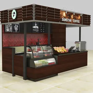 New Coffee Shop Counter Furniture Cafe เคาน์เตอร์บาร์ไม้ Kiosk ที่กำหนดเอง Coffee Shop Kiosk ฟรี Designs