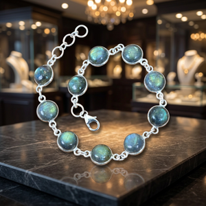 925 <b>Sterling</b> <b>Silver</b> Natural Crystal Ball-Shaped Bezel Setting Unisex Elegant Crystal <b>Bracelet</b> & <b>Bangles</b> - Product Image 3