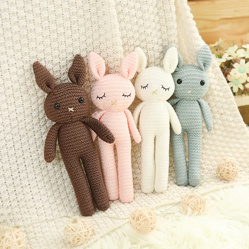 W432 Wholesale Knitted Cute Baby Comfort Doll Rabbit Crochet Animal Toys Handmade Amigurumi Bunny Plush Toys