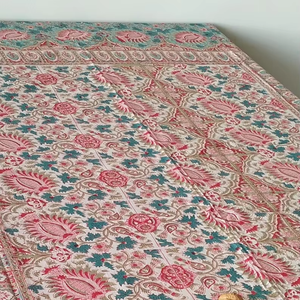 Wholesale Custom Handmade Floral Block Printed 100% Soft Cotton Dining Tablecover Customizable <b>Tablecloth</b> for dining table - Product Image 1