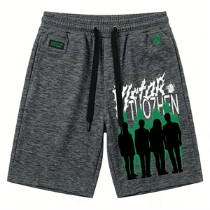 Completo da Uomo Estivo Casual Streetwear: T-Shirt Oversize con Stampa Grafica Effetto Acido Vintage e Pantaloncini in Denim - Product Image 3