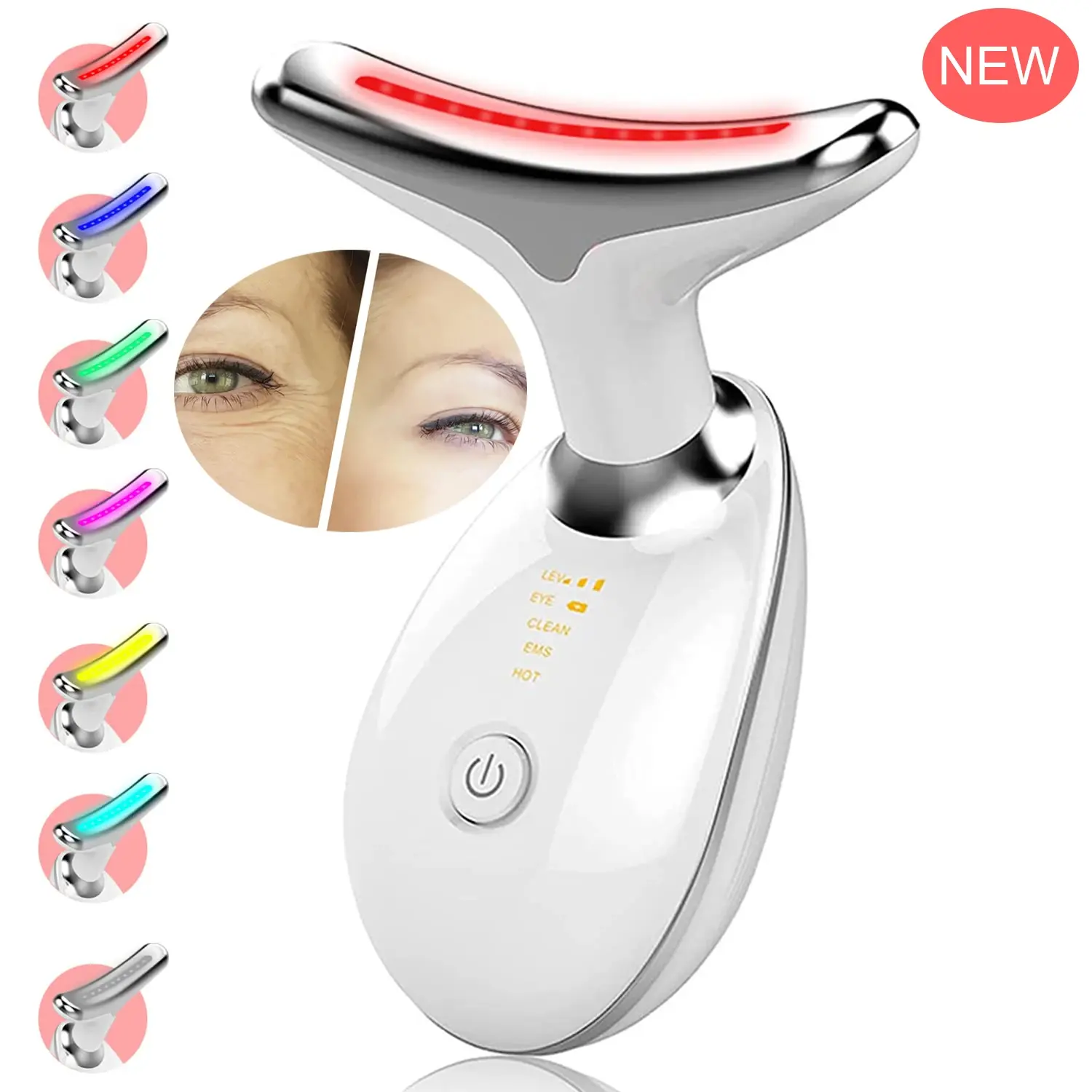 7 Color LED Red Light Therapy Skin Tightening Rejuvenation EMS Neck Lifting Massager