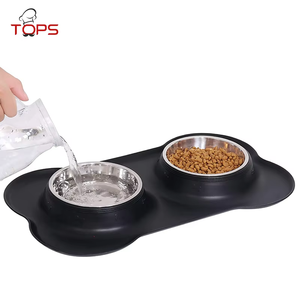 Grosir mangkuk tempat makan anjing unik antiselip, mangkuk anjing baja tahan karat dengan alas silikon untuk hewan peliharaan dalam dan luar ruangan - Product Image 3