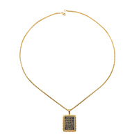 Collier en acier inoxydable avec pendentif rectangulaire en dentelle, verset coranique et calligraphie arabe irrégulière, thème islamique musulman, pour l'Aïd, vente en gros