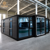 Casa Contenedor Modular Prefabricada Expandible de Doble Ala Personalizada con Estructura de Acero y Puerta de Vidrio Esquinera
