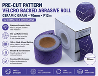 Rouleau de papier abrasif violet 70 mm x 12 m, feuille abrasive rectangulaire déchirée à la main pour le décapage de revêtements et le ponçage de voitures