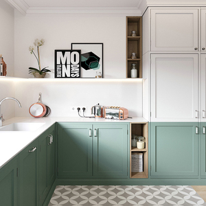 Gabinete de cocina verde a la moda, juego de gabinetes de cocina verde oliva modernos, gabinetes personalizados, Color verde para cocinas - Product Image 5