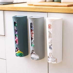 Wall Mounted Garbage Bag Holder Large Capacity Kitchen Storage Organizer For Plastic Bags With Cover Rectangle Shape - Product Image 1